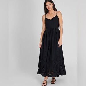 NWT CLUB MONACO Women's Embroidered Eyelet Maxi Dress, Black / Noir SIZE 0